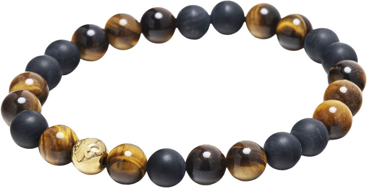 Nialaya Men's Wristband with Matte Onyx and Brown Tiger Eye Multi