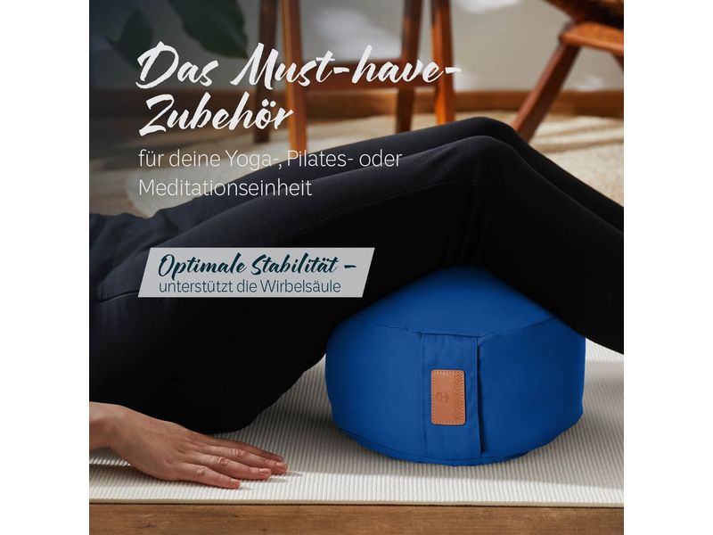 DoYourYoga Yoga-Kissen Vishnu Buchweizenschalen, Dunkelblau Yogarolle