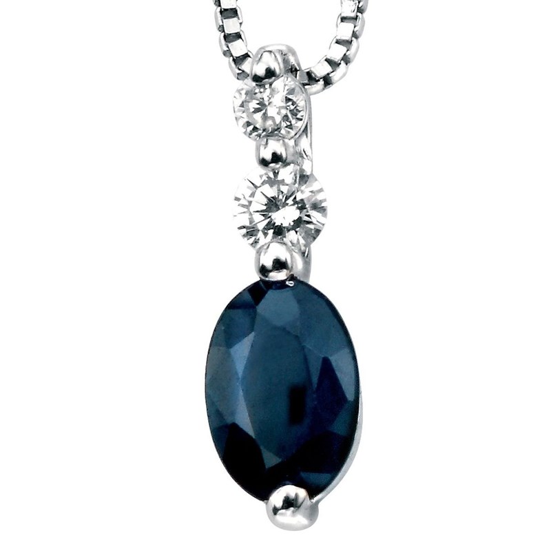 Collier phir - diamant -  Chaine en Or 375 de 41cm - Pendentif en Or blanc 375/1000