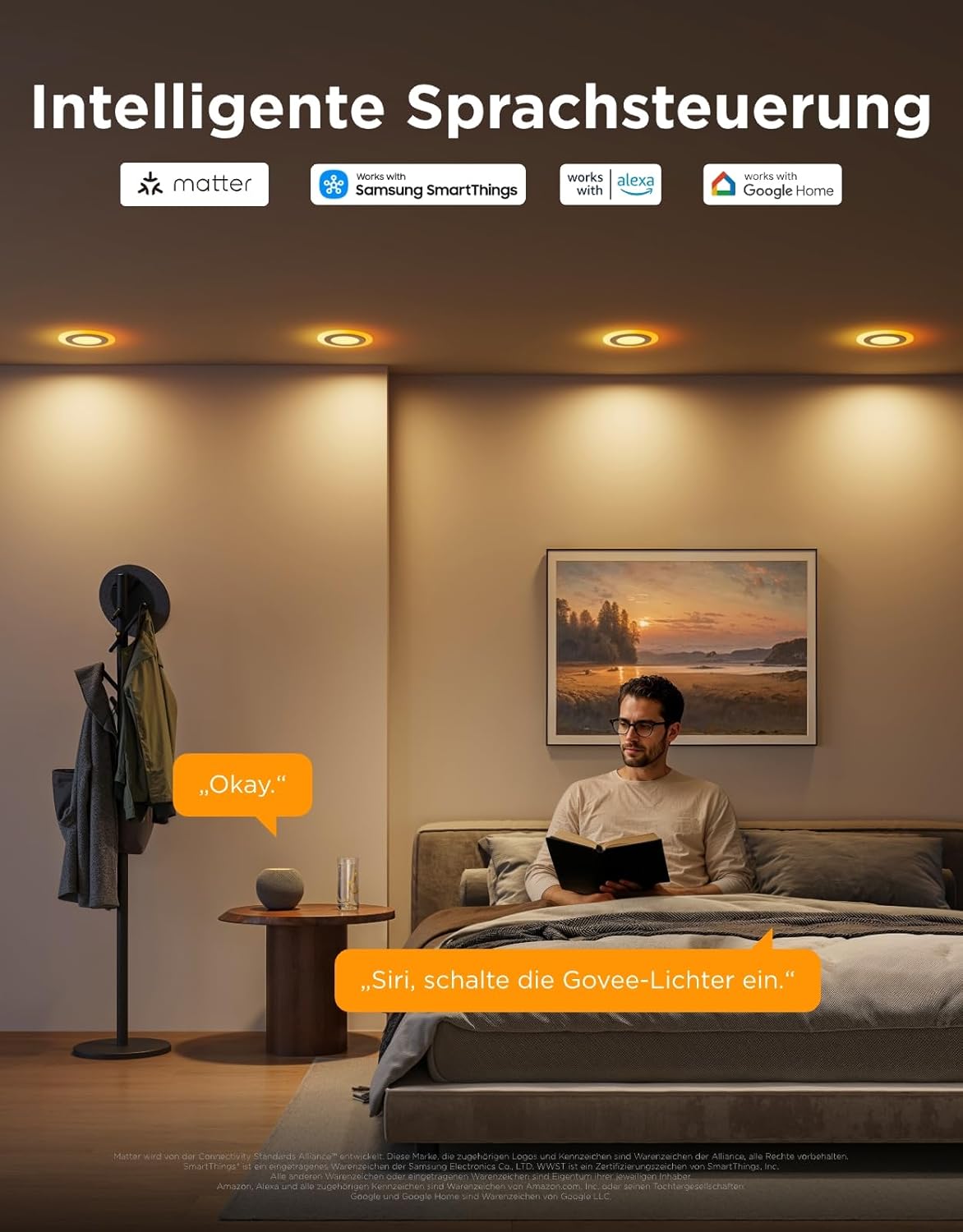 Govee Smart Einbaustrahler LED, RGBWW LED Spot 230V, 900LM, 11.5W Deckenspots Kompatibel mit Matter und Alexa, 2700K-6500K Dimmbare, 99mm Spots Deckenleuchte für Küche Wohnzimmer, 4 Stück