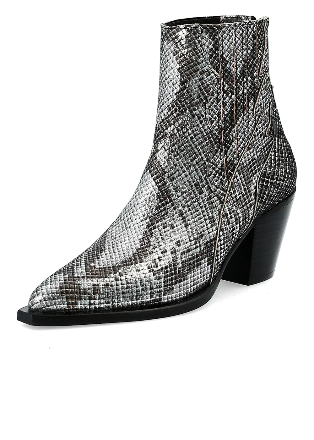 PHILOMENE CUIR IMPRIME PYTHON METALLISE GRIS