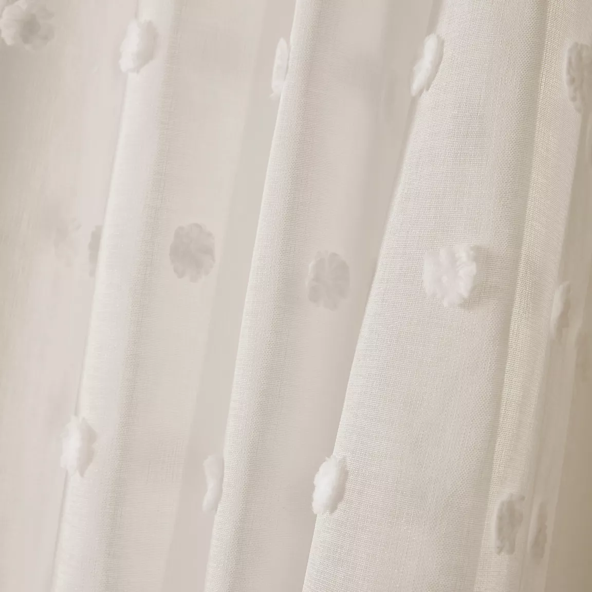 Voilage galon fronceur pompons (140 x 240 cm) Emie Beige
