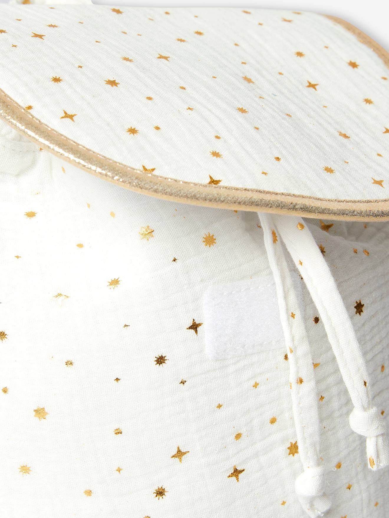 Bolsa feminina personalizável com estampa de estrelas, cor off-white.