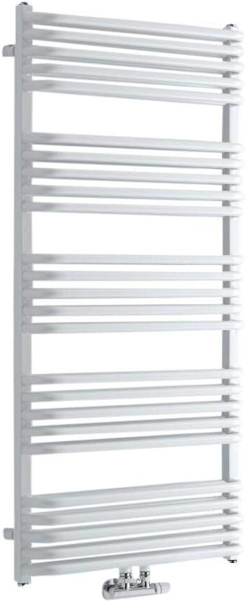 Hudson Reed Arch - Handtuchheizkörper 1269mm x 600mm in Weiß mit Mittelanschluss
