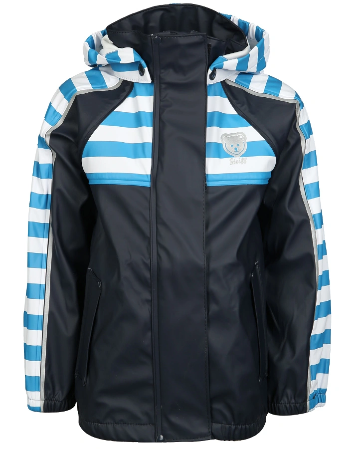 Regenjacke RAGLAN STRIPED mit abnehmbarer Kapuze in navy