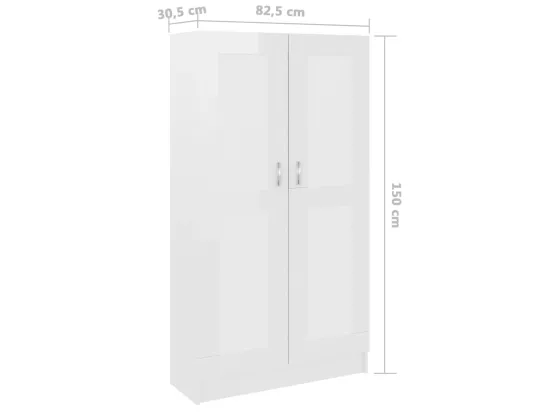 Bibliothèque Blanc brillant 82,5x30,5x150 cm Bois d’ingénierie