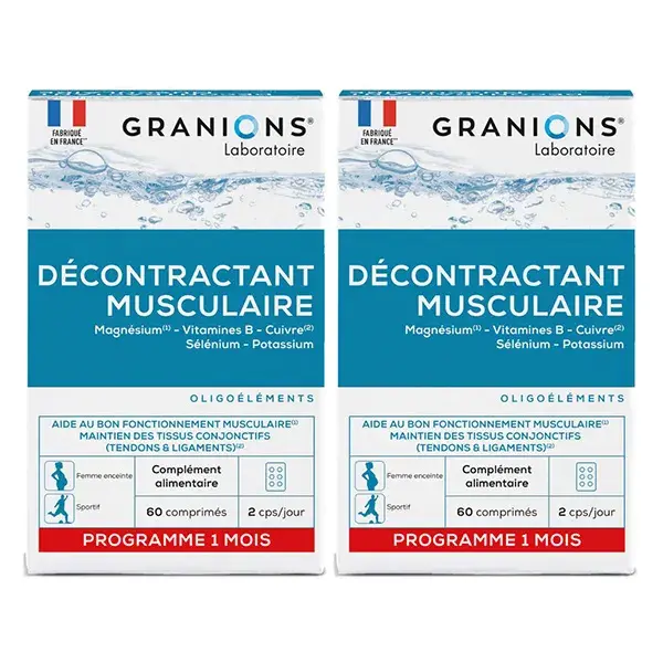Granions Relaxante Muscular - Relaxa os músculos e alivia dores articulares - Embalagem com 2 x 60 comprimidos