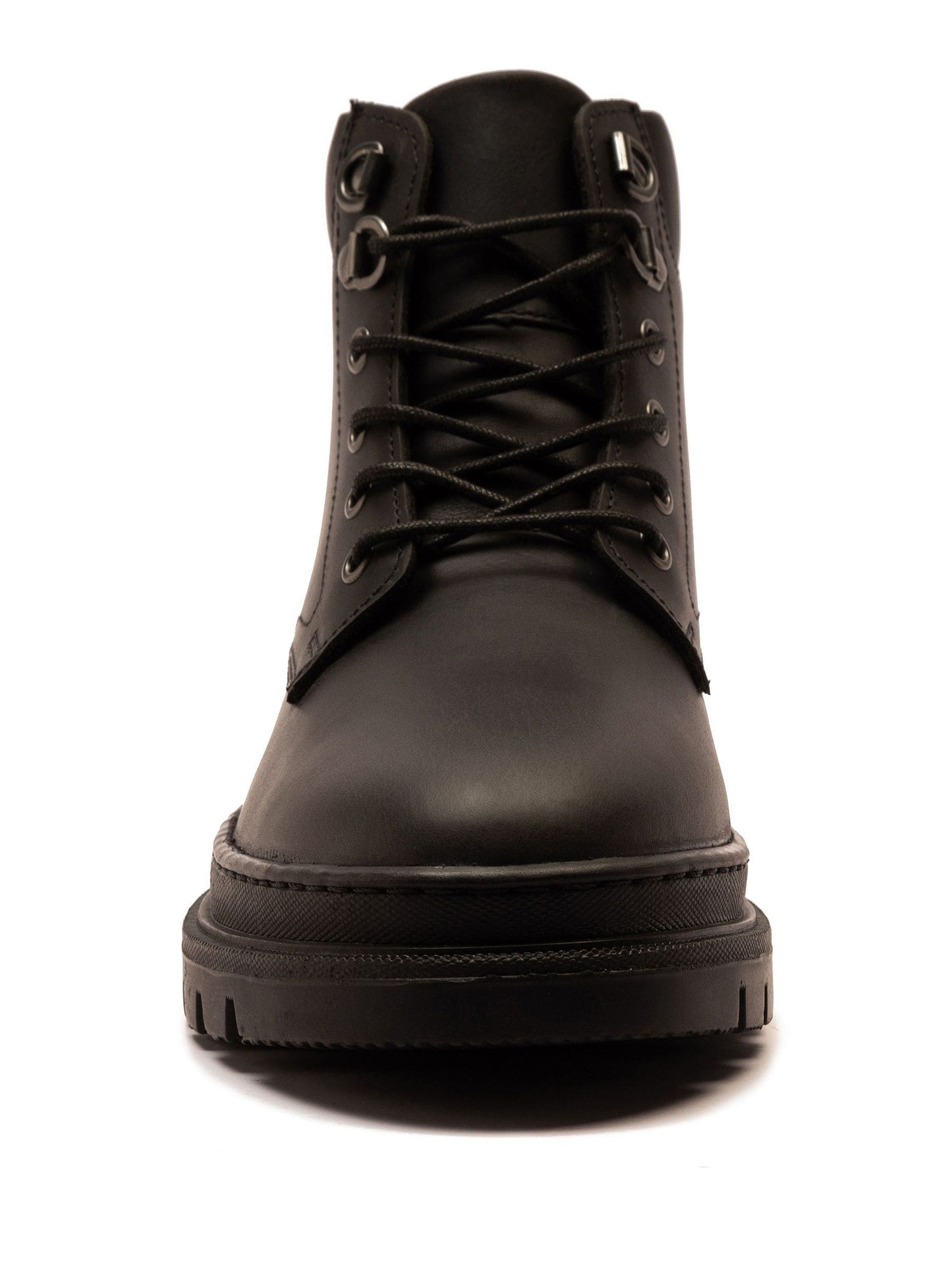Zwart - Off The Hook Jones Leren Vetersluiting Casual Enkelboots