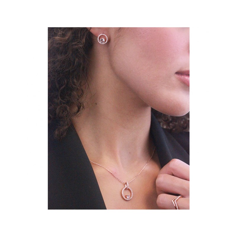 Pendentif Amory - Or Rosé et cristal
