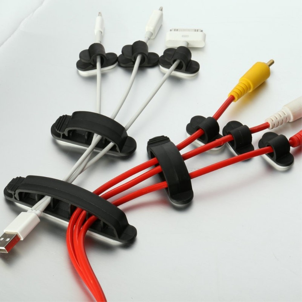 (10er Set) Selbstklebende Kabelhalter Vielzweck Kabelführung Organizer Clips - Schwarz