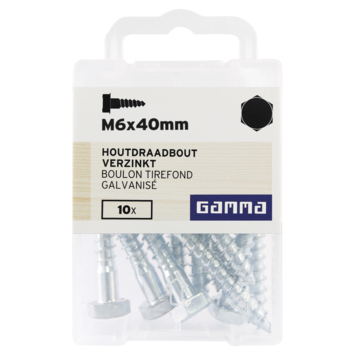 GAMMA houtdraadbout M6 x 40 mm verzinkt 10 stuks