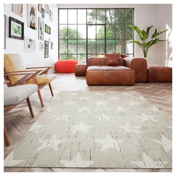 Tapis chambre d'enfant - star vintage - gris clair - 160 x 230 cm