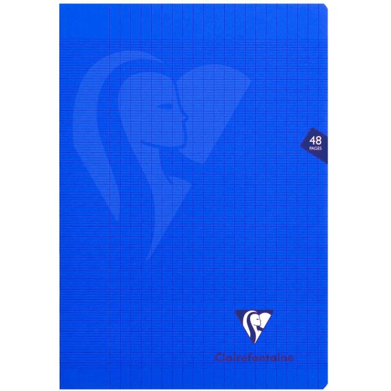 Cahier piqué Mimesys A4 48 pages grands carreaux couverture polypropylène - Bleu marine