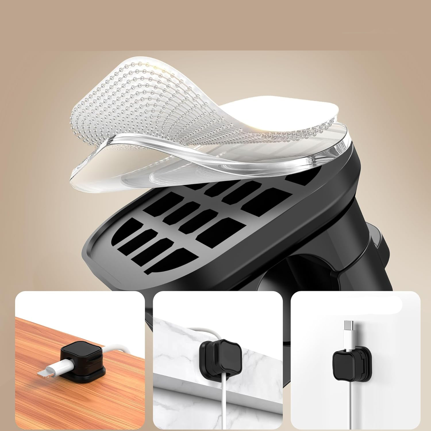 (6er Set) Selbstklebende Magnetische Kabelhalter Vielzweck Kabelführung Organizer Clips - Weiss