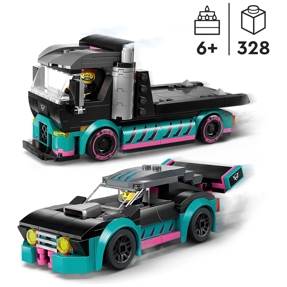 LEGO City 60406 Rennwagen- und Autotransporter-Spielset
