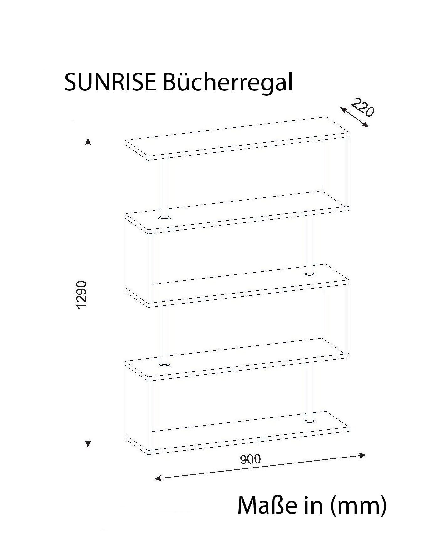 Bücherregal Sunrise Weiß Farbvariante: Apfel, Größe: L