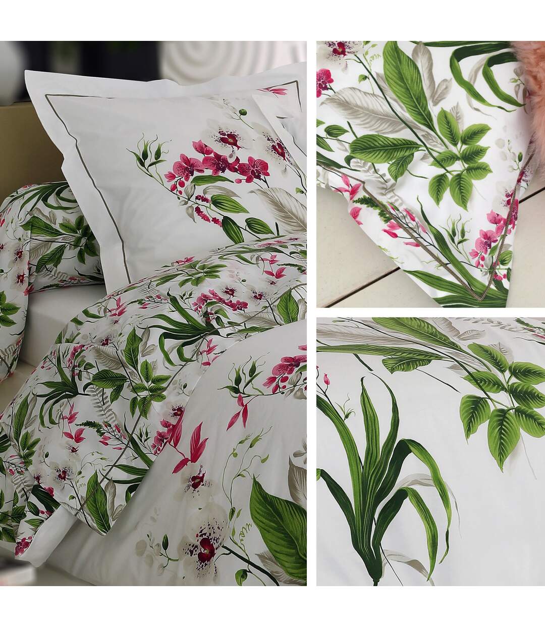Housse de couette 200x200 cm Percale coton ELEGANCE blanc