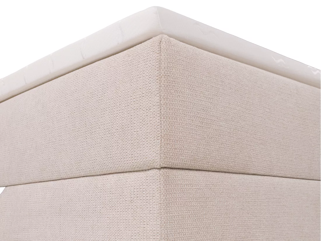 Ensemble complet literie déco tête de lit + sommiers coffre et tiroir + matelas + surmatelas - 160 x 200 cm - Tissu - Beige - ARAO de YSMÉE
