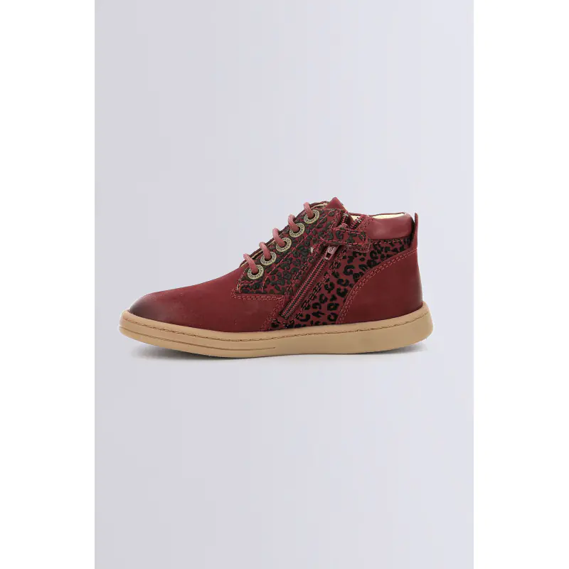 TACKLAND BORDEAUX LEOPARD (24-36) BOTTINES Cuir Fille