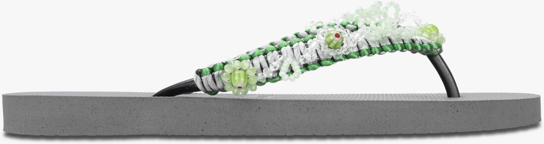 UZURII zilveren uzurii teenslippers macrame green blossom