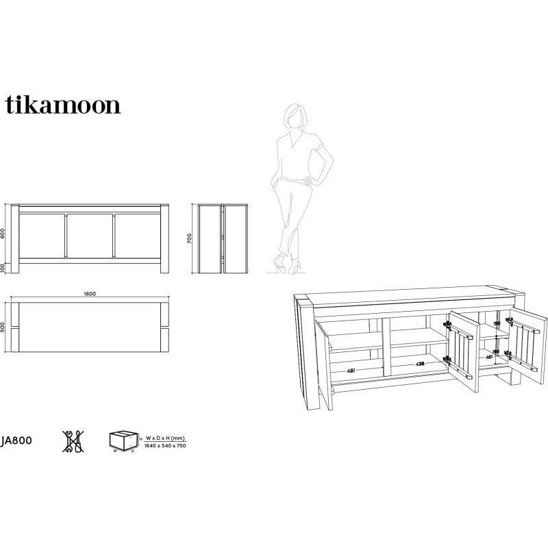 Buffet en teck massif L 160 cm Edene