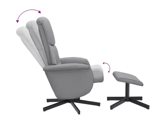 Fauteuil inclinable avec repose-pied gris clair tissu
