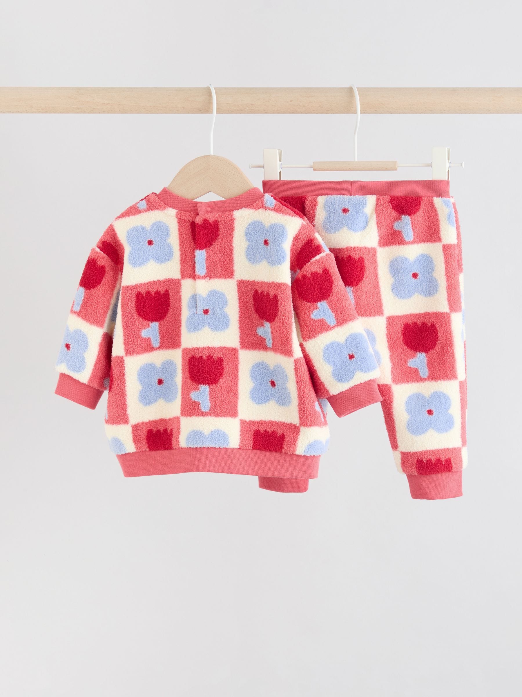 Rood/paars geruit - 2 -delige Set van Fleece Tops en Leggings voor Baby''s (0mnd-2jr)