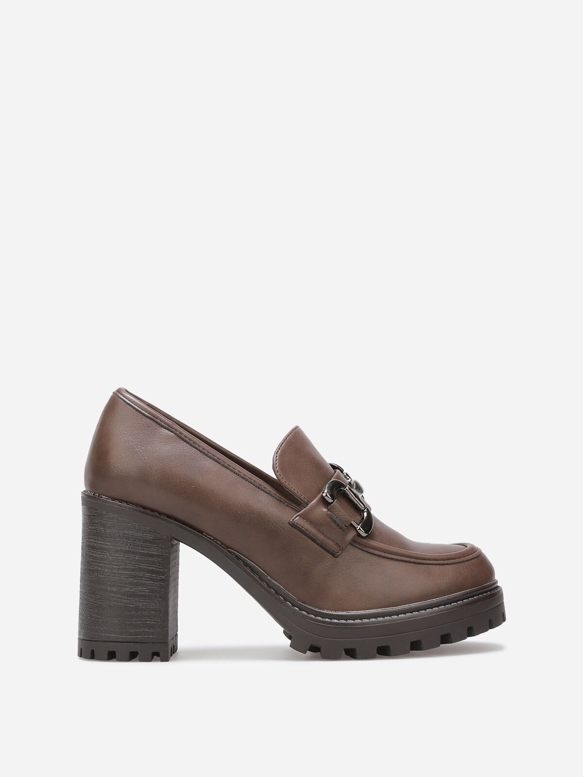 Mocassins à talon cranté- Marron