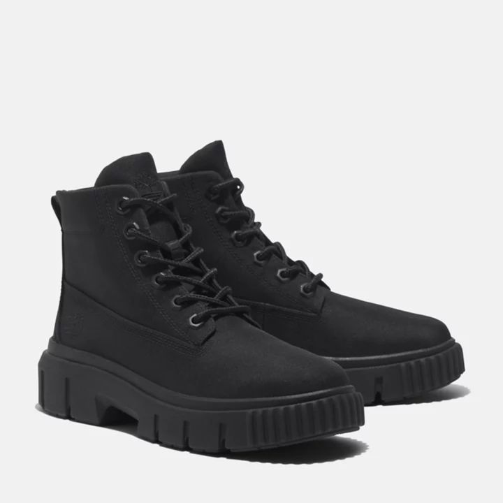 Bottine à lacets mi-haute Greyfield pour femme en noir