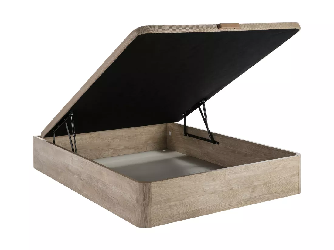 Ensemble 140 x 190 cm sommier coffre naturel clair + matelas ressorts ensachés surmatelas intégré ép.28cm - AMERICAN DREAM de YSMÉE
