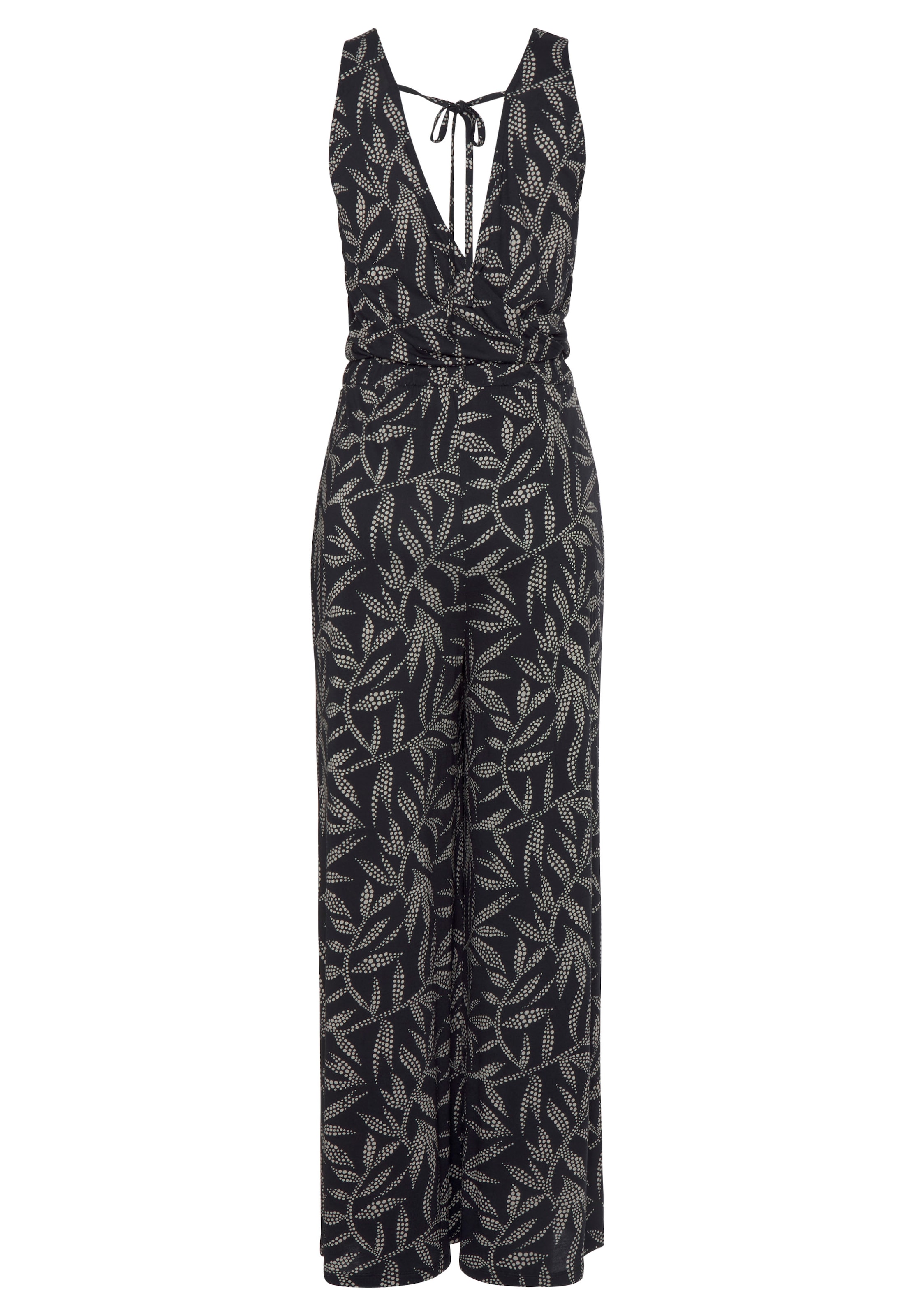 LASCANA Overall , mit Blätterdruck und Bindeband im Rücken, sommerlicher Jumpsuit