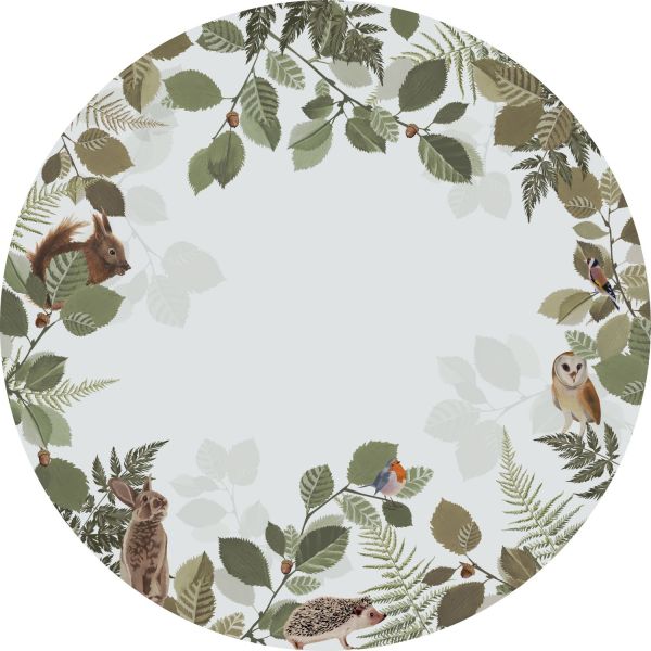 Estahome Behangcirkel - Bosdieren - Ø 140 cm - Groen / Bruin