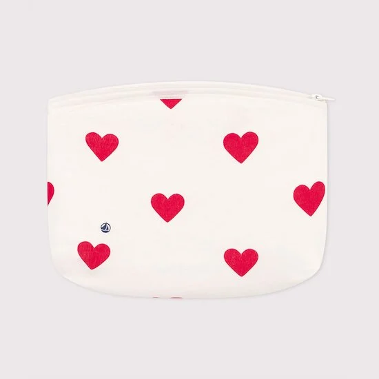 Pochette cœurs   Blanc Marshmallow / Rouge Terkuit        de               Petit Bateau