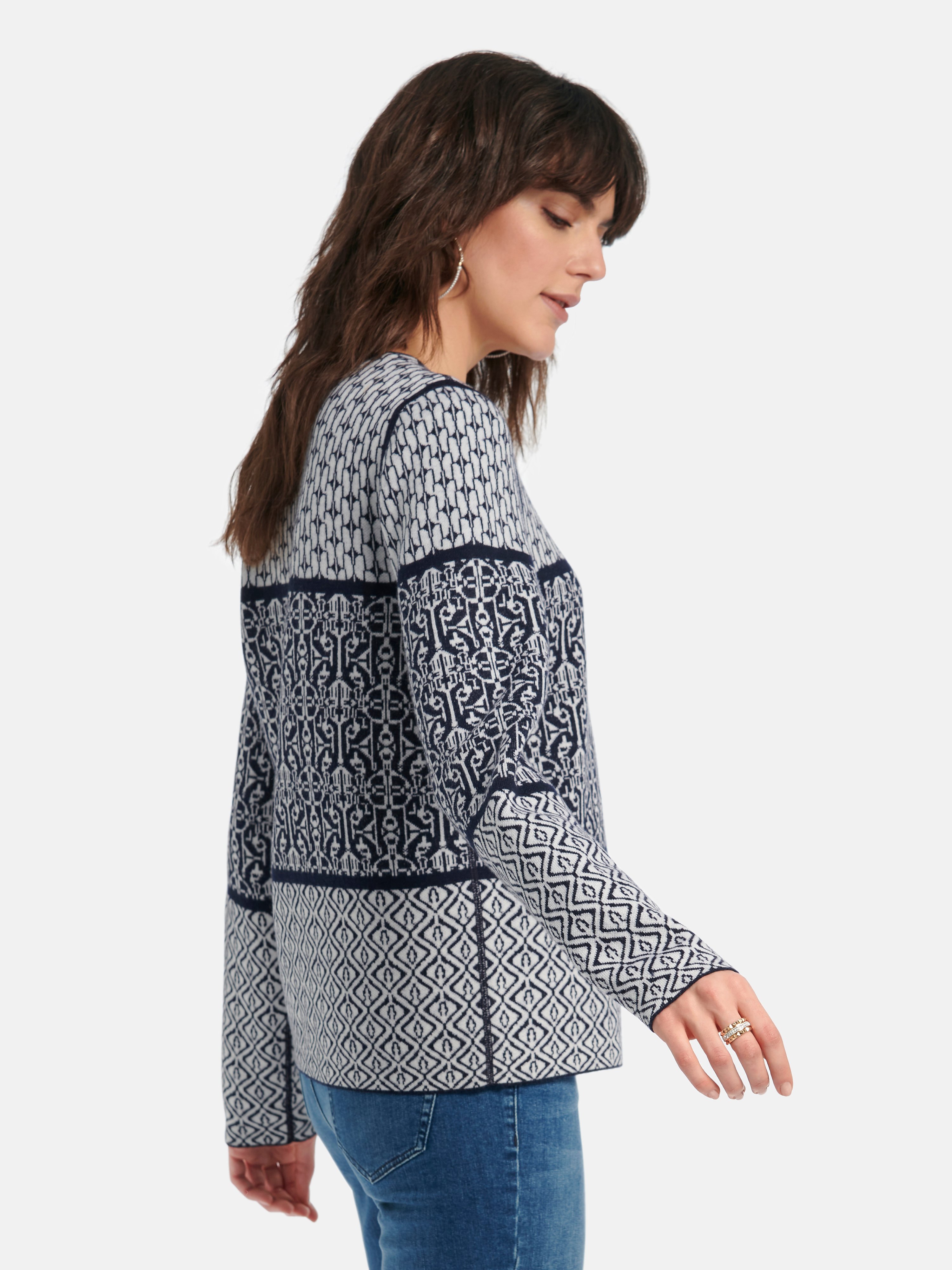 Wende-Strickjacke mit Rundhals-Ausschnitt