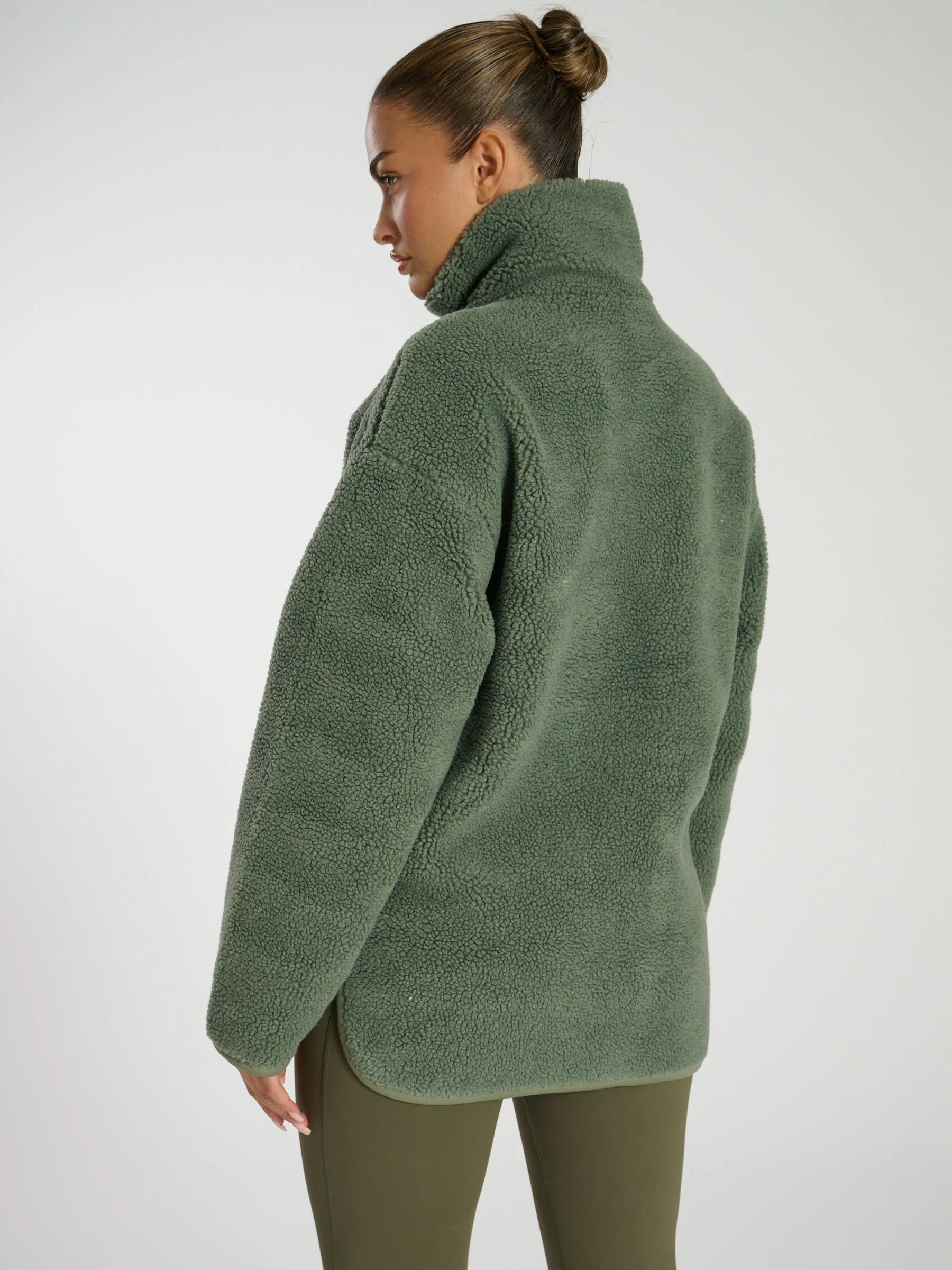 Groen - South Beach borg jas met ritssluiting
