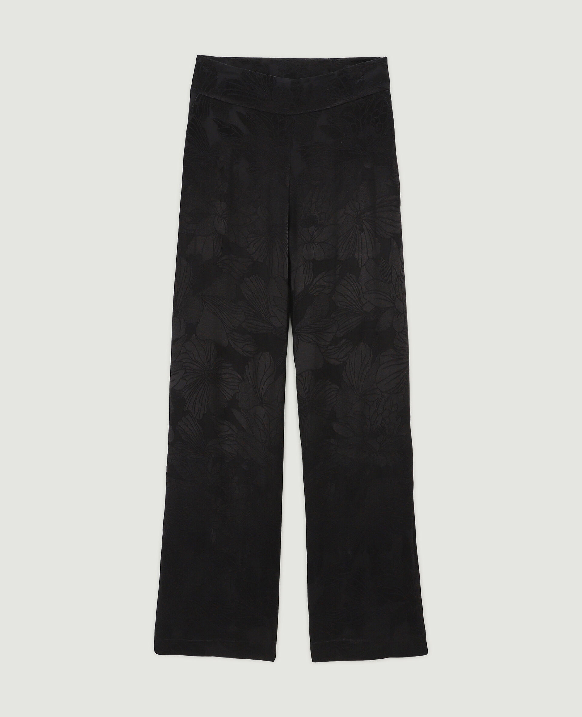 Pantalon large tissu satiné jacquard - Noir