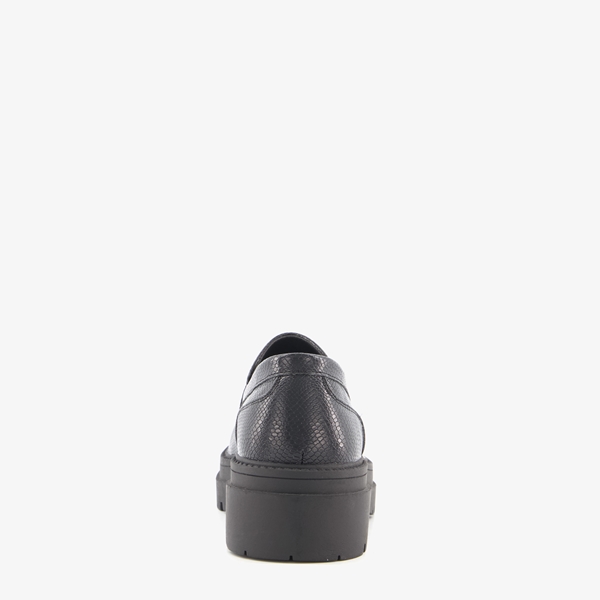 Nova dames loafers chunky zwart slangenprint