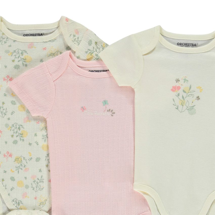 Lot de 5 bodies manches courtes motifs floraux pour bébé fille - Vert