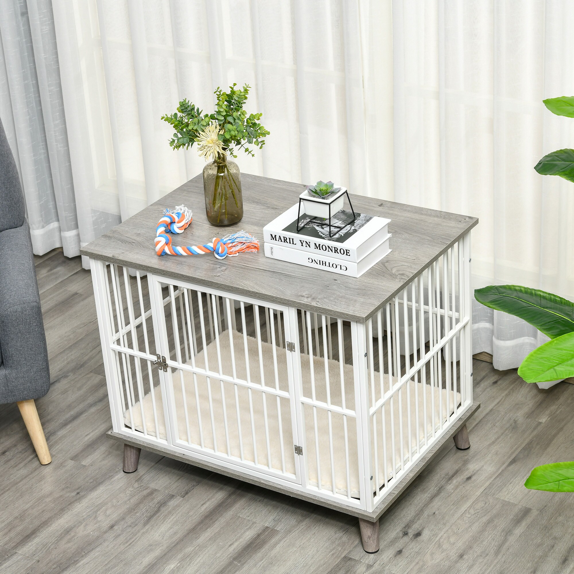 PawHut Hundekäfig mit erhöhtem Design bunt 86B x 60T x 70H cm