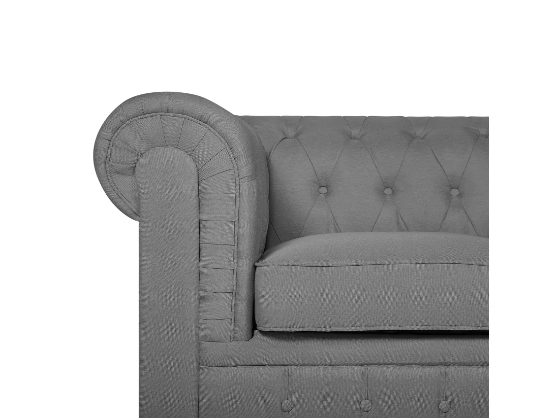 Canapé 3 places en tissu gris clair CHESTERFIELD BIG