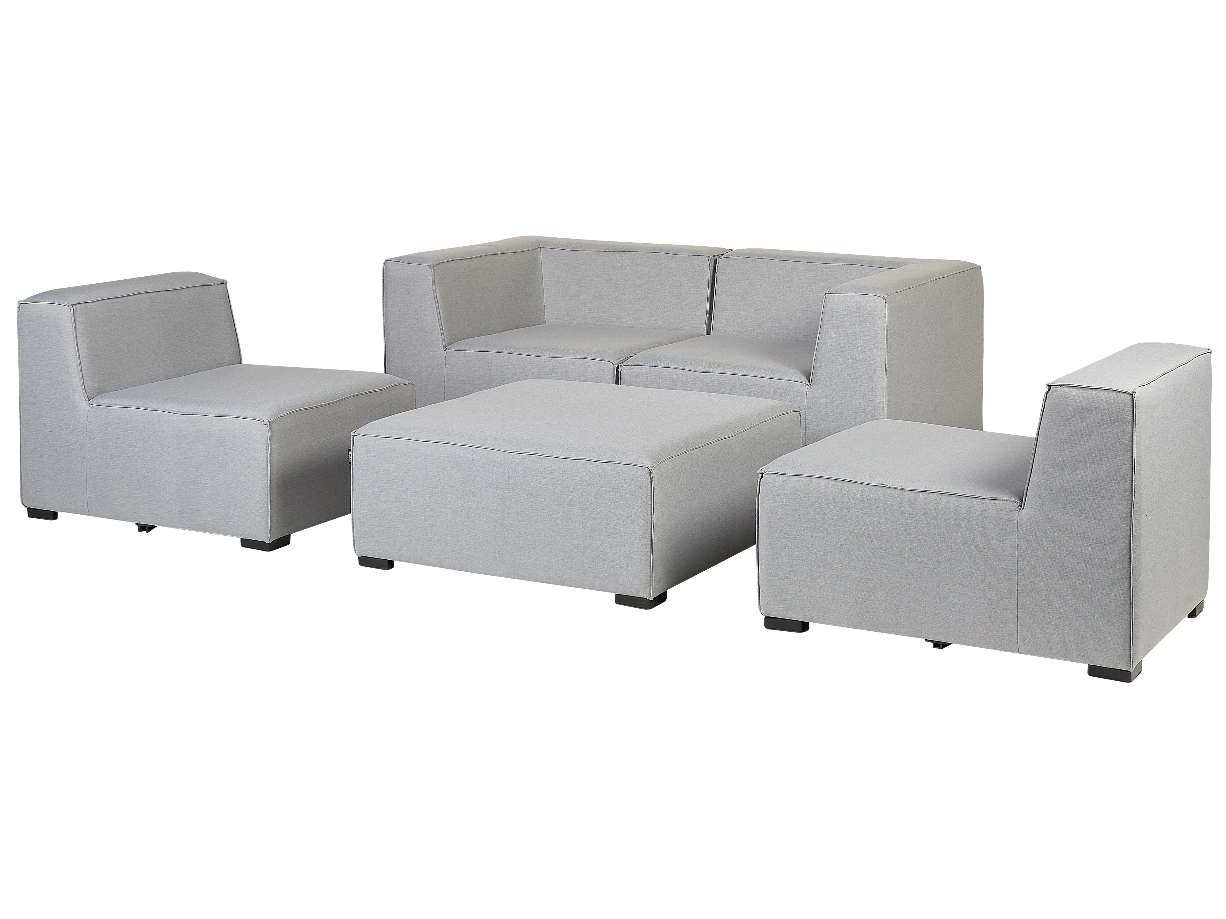 Tuin loungebank met ottomaan 4-zits AREZZO modulair Lichtgrijs