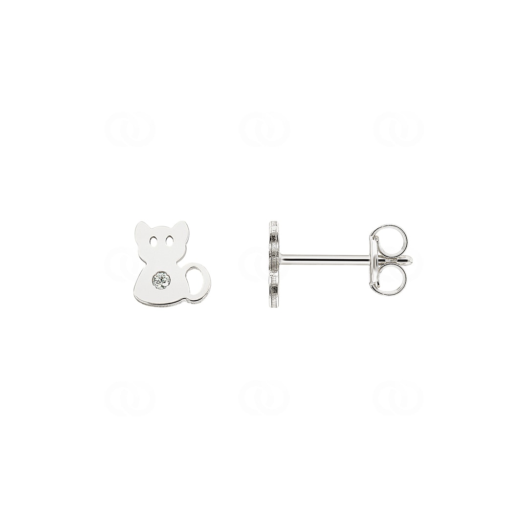 Ohrstecker 750/18 K Weissgold Katzen mit Zirkonia