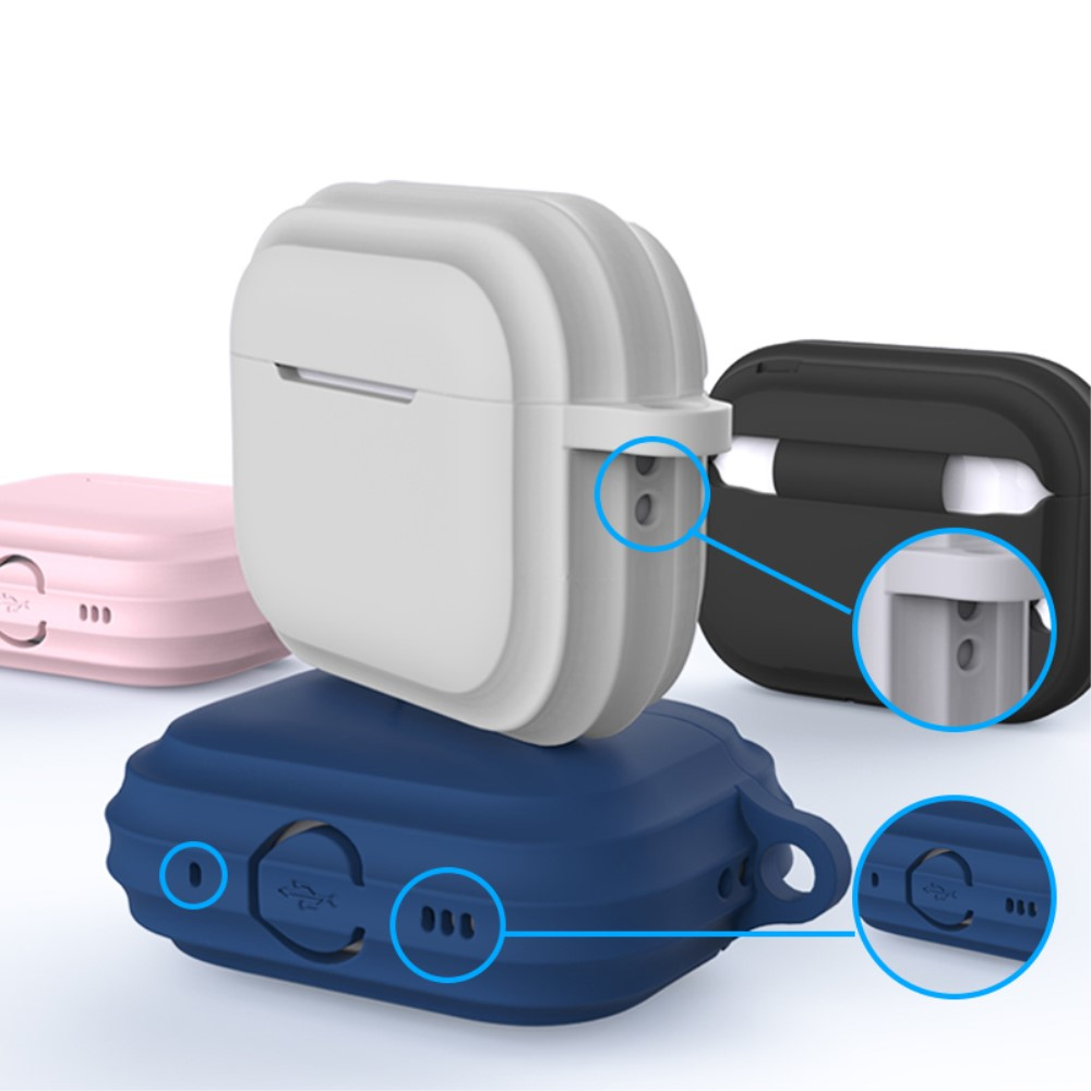 AirPods Pro 2 / AirPods Pro Rugged Silikon Case Schutzhülle Abdeckung mit Karabinerhaken - Orange (Matt)
