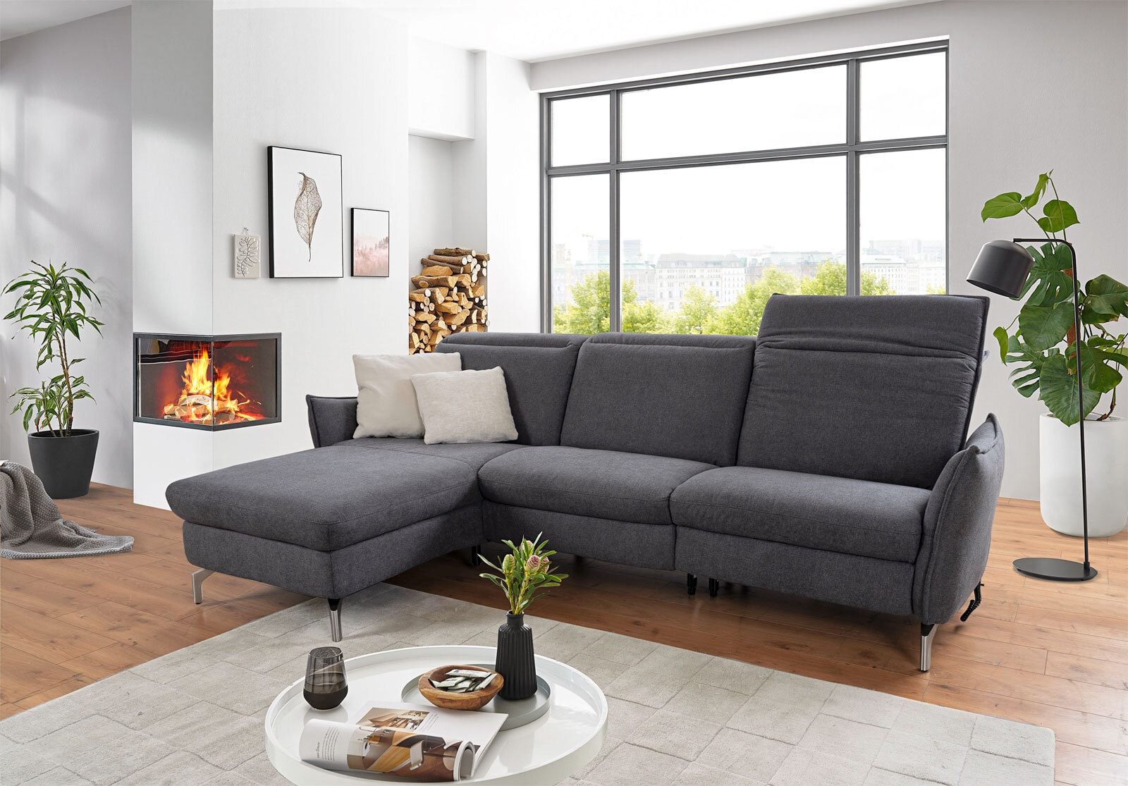 Ecksofa Lina 179x89x263 Bezug Sofia Clean Anthrazit