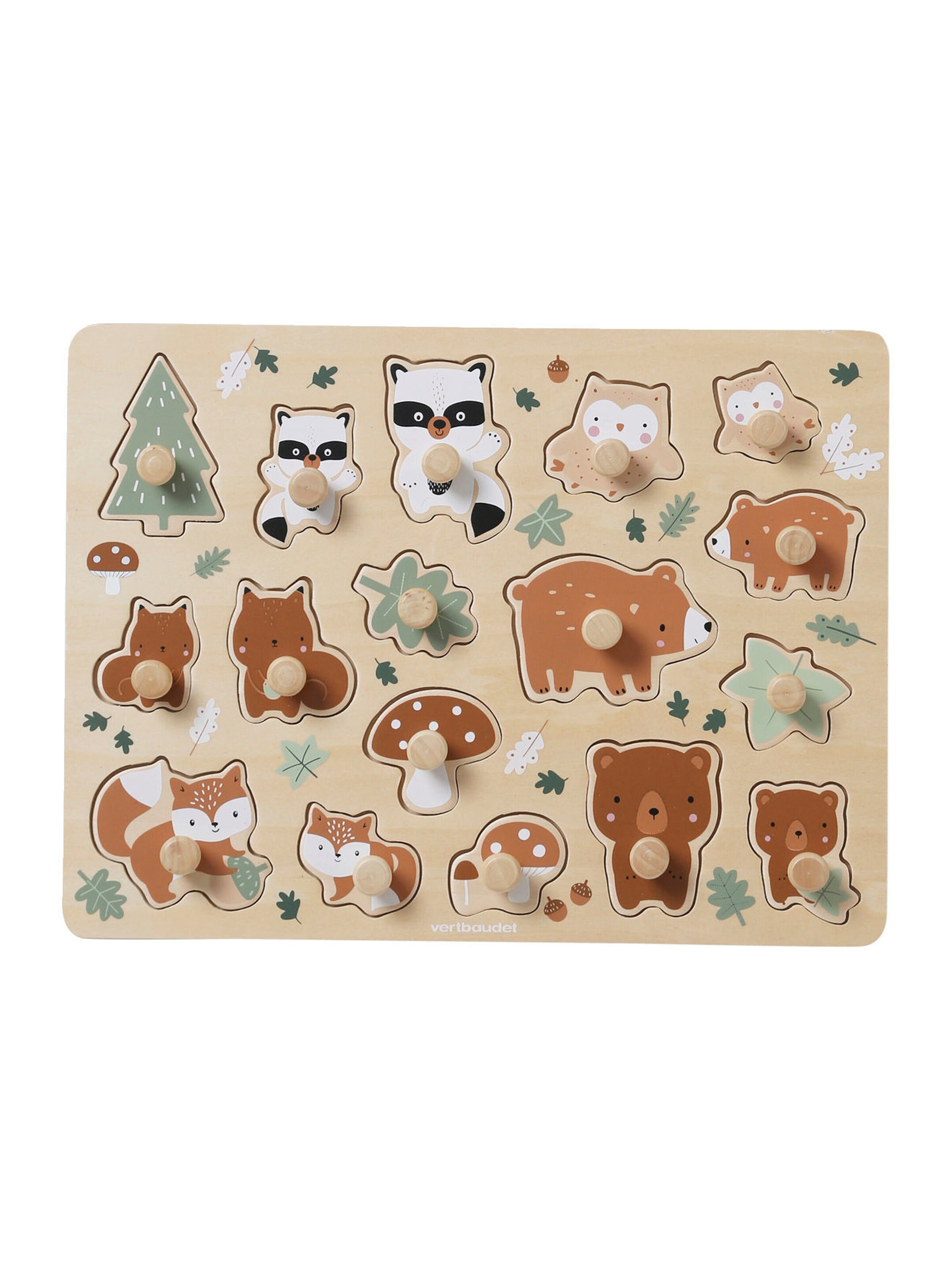 Vertbaudet Baby Steckpuzzle GRÜNER WALD, Holz FSC® mehrfarbig