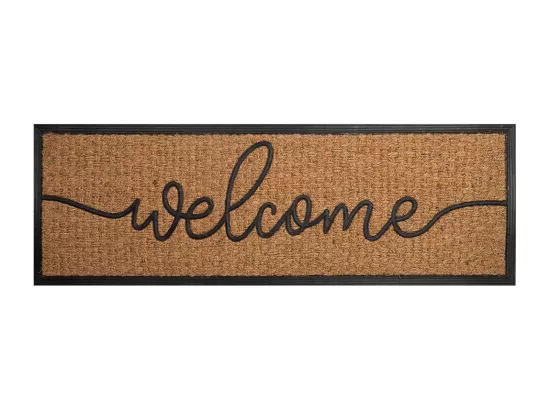Tapis d'entrée en fibre et caoutchouc marron 120x40