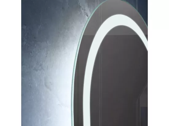 Miroir salle de bain LED ovale 45x90cm anti buée et LED 3 couleurs