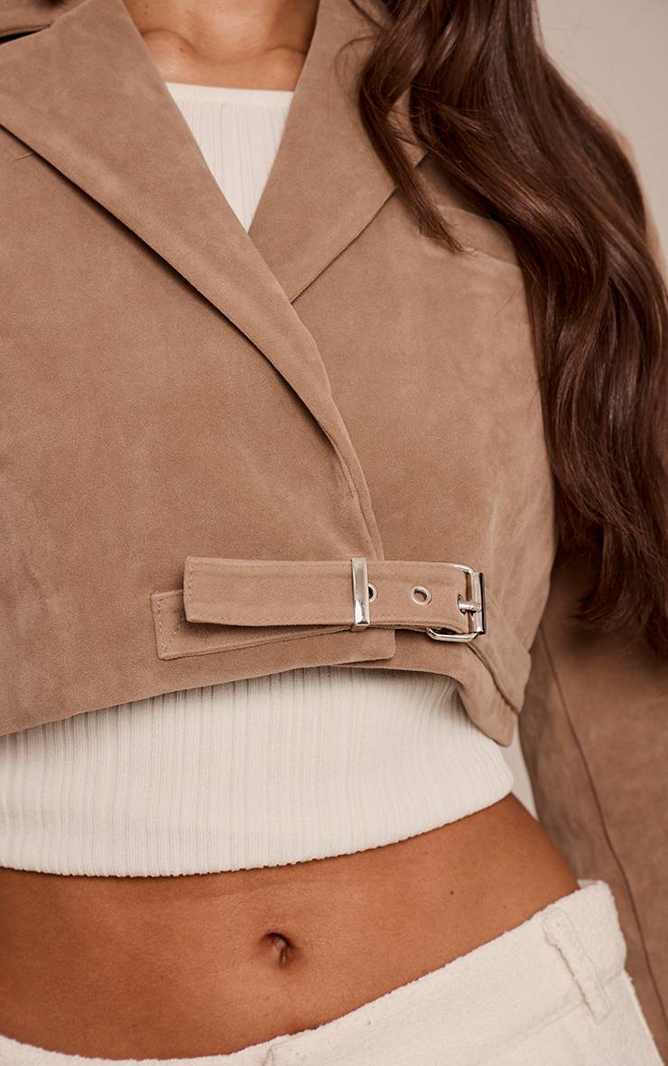 Sable Blazer Court Extrême En Synthétique