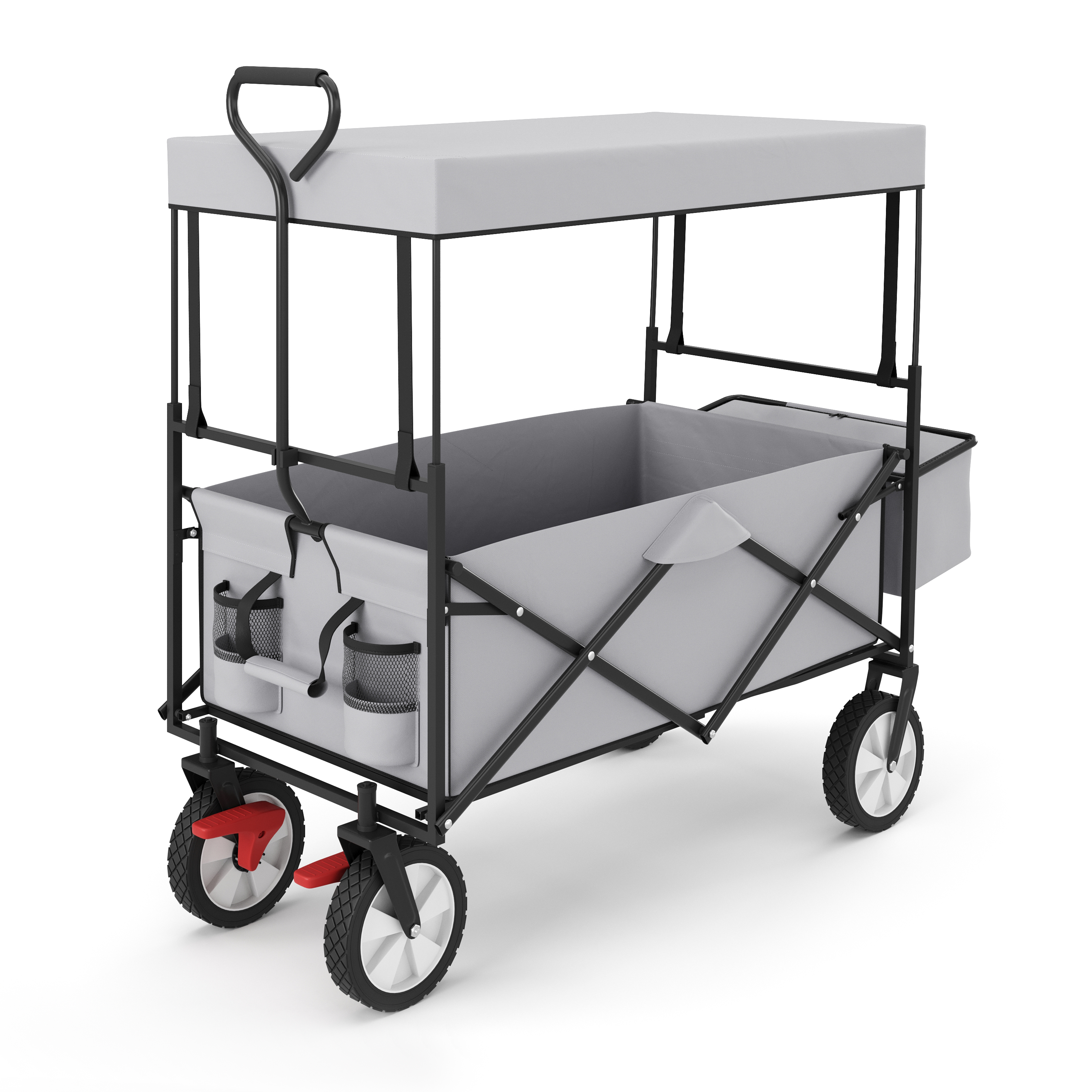 Bollerwagen faltbar mit Dach TOMMY grau