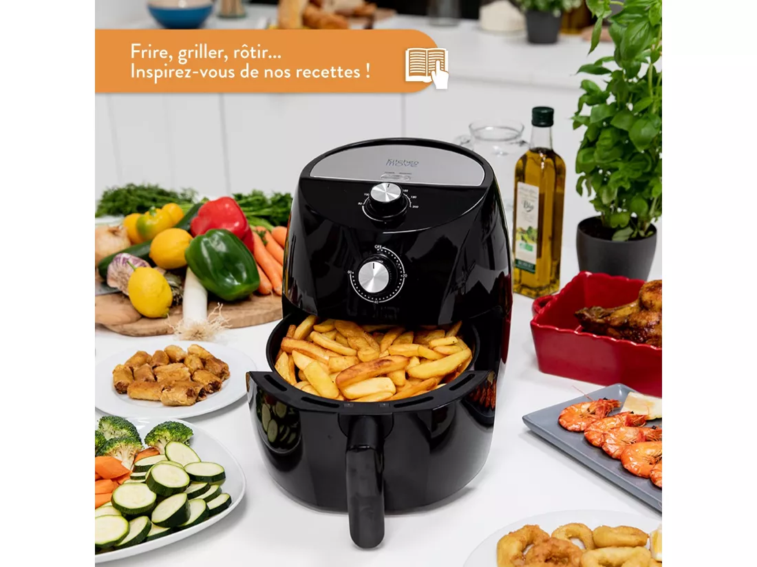 Friteuse électrique sans Huile friteuse à air Chaud 3.5L TORNADO 1400W Cuisson rapide en une Touche avec timer avec conseil de cuisson